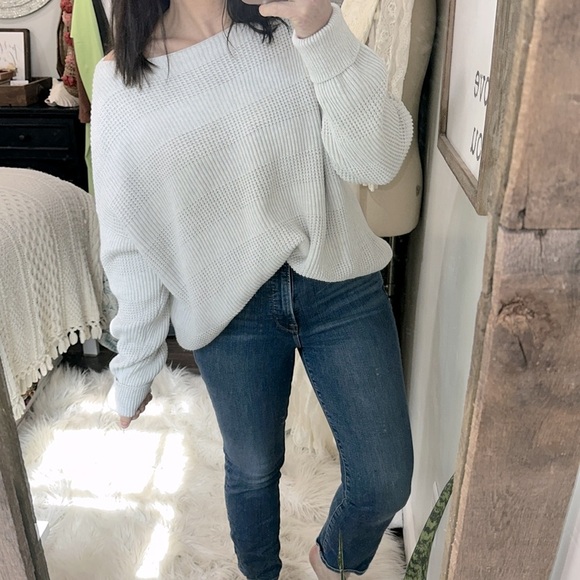 French connection knit sweater size medium cuffed sleeves cotton fabric - Picture 2 of 6